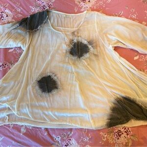 Krista Larson Tie-Dye Velvet Short Sleeve Billowy Shirt - NWOT - OS